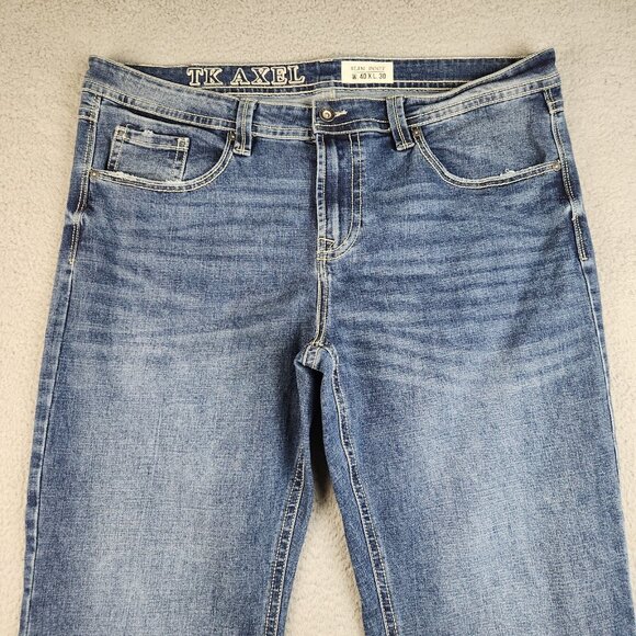 TK Axel Jeans Men's 40x30 Slim Boot Stretch Blue Denim Pants Medium Wash - Picture 6 of 16